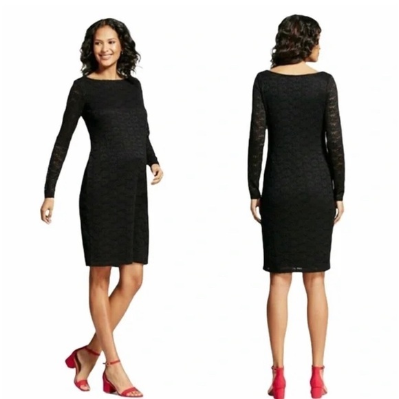 Ingrid & Isabel Black Lace Overlay Maternity Dress Super Stretch Fit - Picture 1 of 13
